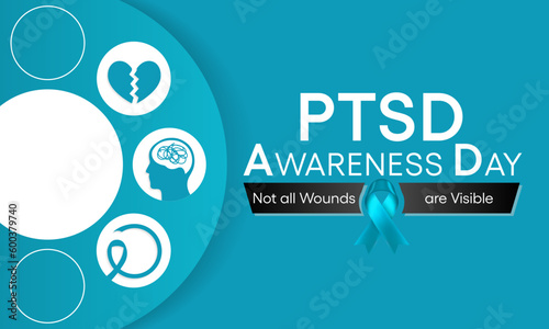 PTSD awareness day is observed every year on June 27. Post-traumatic stress disorder is a psychiatric disorder that may occur in people who have experienced or witnessed a traumatic event. vector art