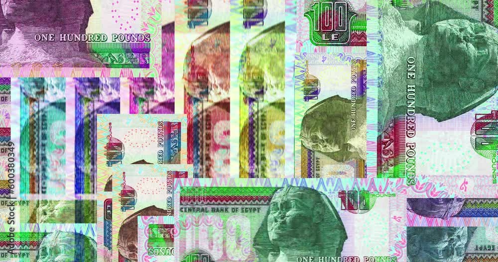 Egyptian Pound 100 EGP banknotes abstract color loop pattern. Egypt bank note concept of currency, finance and economy. Looped and seamless design background. Egyptian Pound 100 EGP banknotes abstract color loop pattern. Egypt bank note concept of currency, finance and economy. Looped and seamless design background.