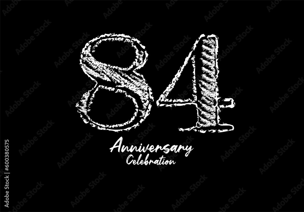 84 years anniversary celebration logotype white vector, 84th birthday logo, 84 number design, anniversary year banner, anniversary design elements for invitation card and poster. number design vector