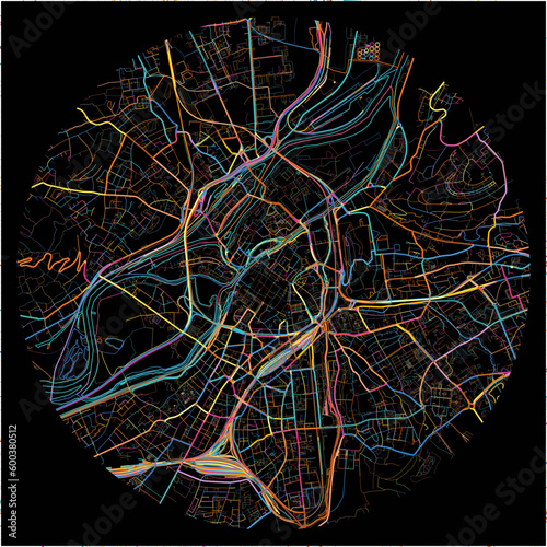 Colorful Map of Metz, Moselle with all major and minor roads.