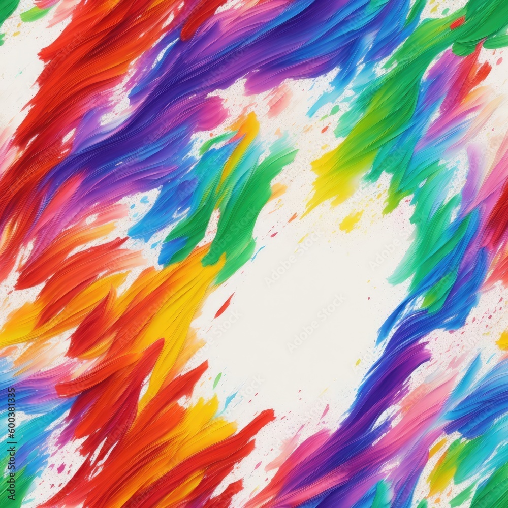 Multicolored splashes of paint on a light background. Seamless pattern. Created by a stable diffusion neural network.