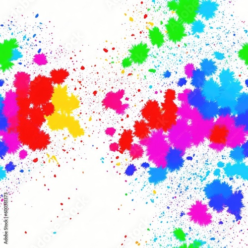 Multicolored splashes of paint on a light background. Seamless pattern. Created by a stable diffusion neural network.