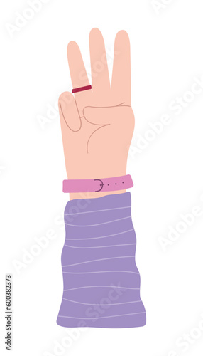 Human hand with number or counting symbol