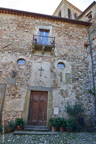Badia church in the medieval old town of Anghiari, Tuscany, Italy