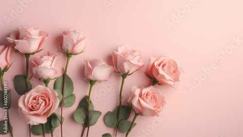 Wallpaper Mural Stunning blossom pink rose, daisy flowers and knapweeds flowers Border with square frame surrounding on a White Pink Pastel colours Wooden Tabletop, Flower Border Art. Generative ai Torontodigital.ca