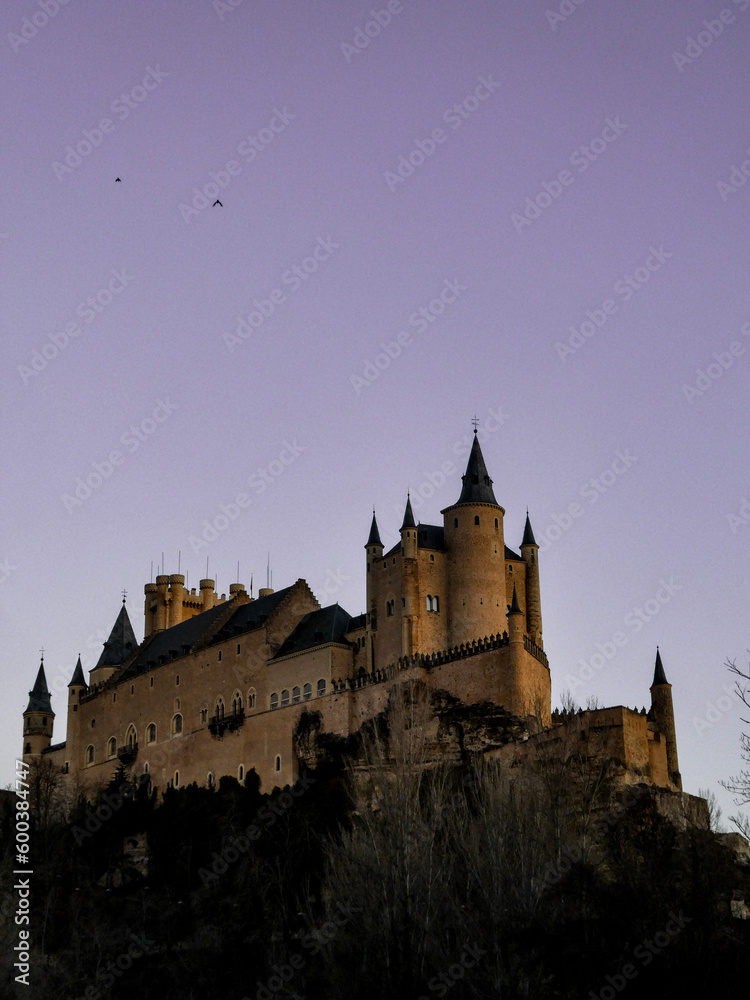 Segovia's castle at sunset