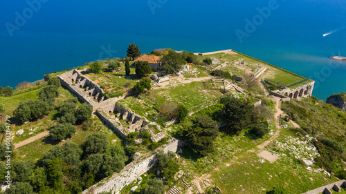 Bild auf Leinwand Aerial view of the temple of Jupiter Anxur located on the Sant'Angelo mount, in Terracina, Latina, Italy