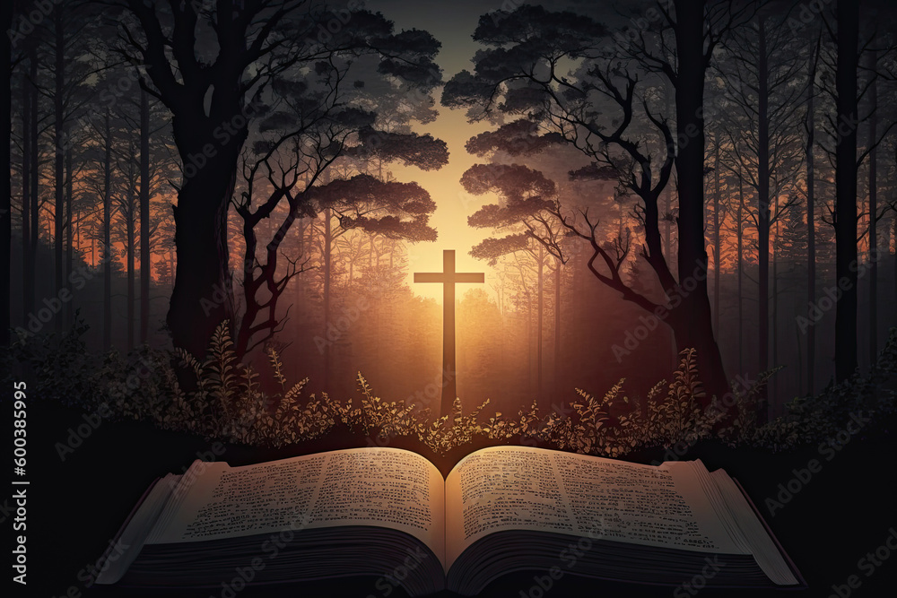 The Holy Bible and the cross of Jesus Christ symbolize death and