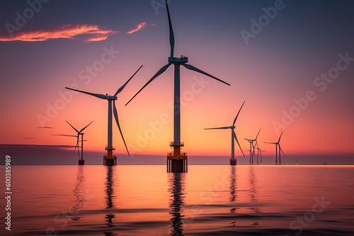 Offshore wind turbines. Ai Generated