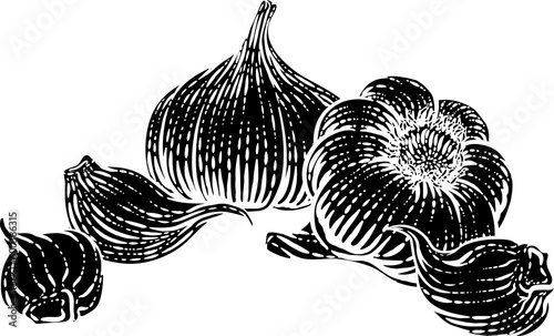 Garlic Vegetable Vintage Wo...