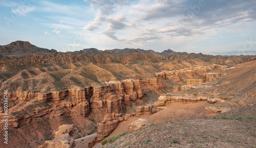 Charyn Canyon in South East Kazakhstan in the Almaty region. Tian Shan mountains. Up and coming tourist destination in Central Asia.