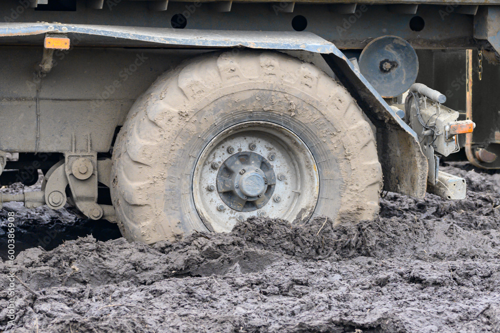 Big tire in the mud
