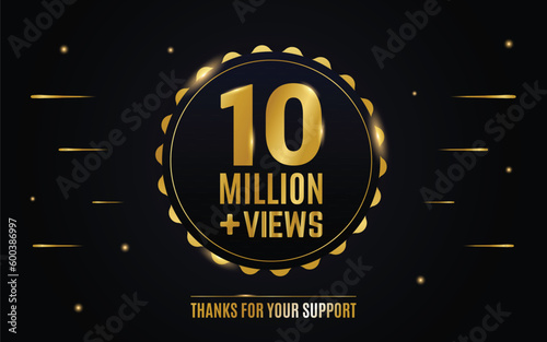 10 million or 10m views round golden label design