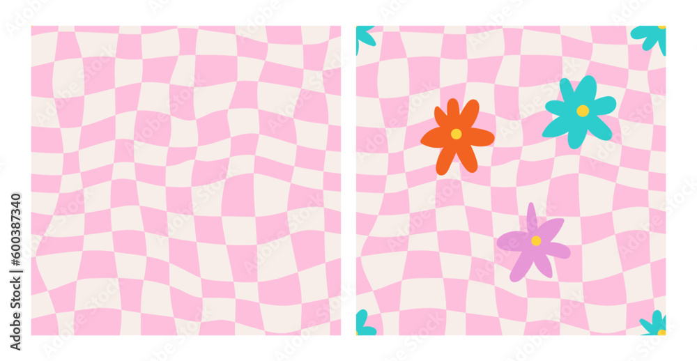 Groovy retro summer seamless pattern print set Groovy retro summer seamless pattern print set
