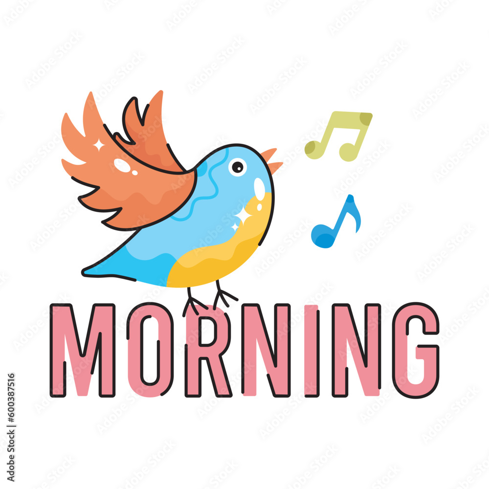 Morning bird doodle filled vector outline icon. EPS 10 file