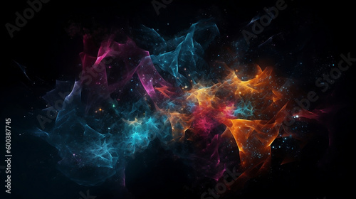 Universe of neon colors. Colorful universe with colors merging. Stars, nebulae, star dust, smoke... Creative, magical and high quality universe. Image generated by AI. © Moon Project