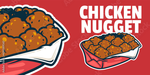 Chicken Nuggets - Cartoon style colorful vector illustration. Fast food icon concept isolated.
