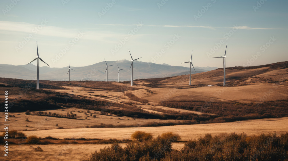Wind Turbines Harmony in Landscape
