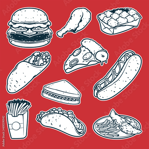 fast food black and white d...