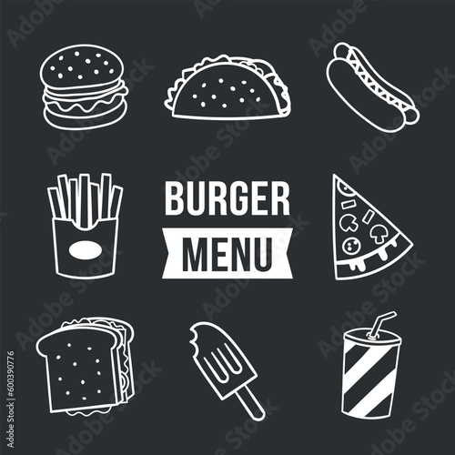 Burger menu in blackboard style