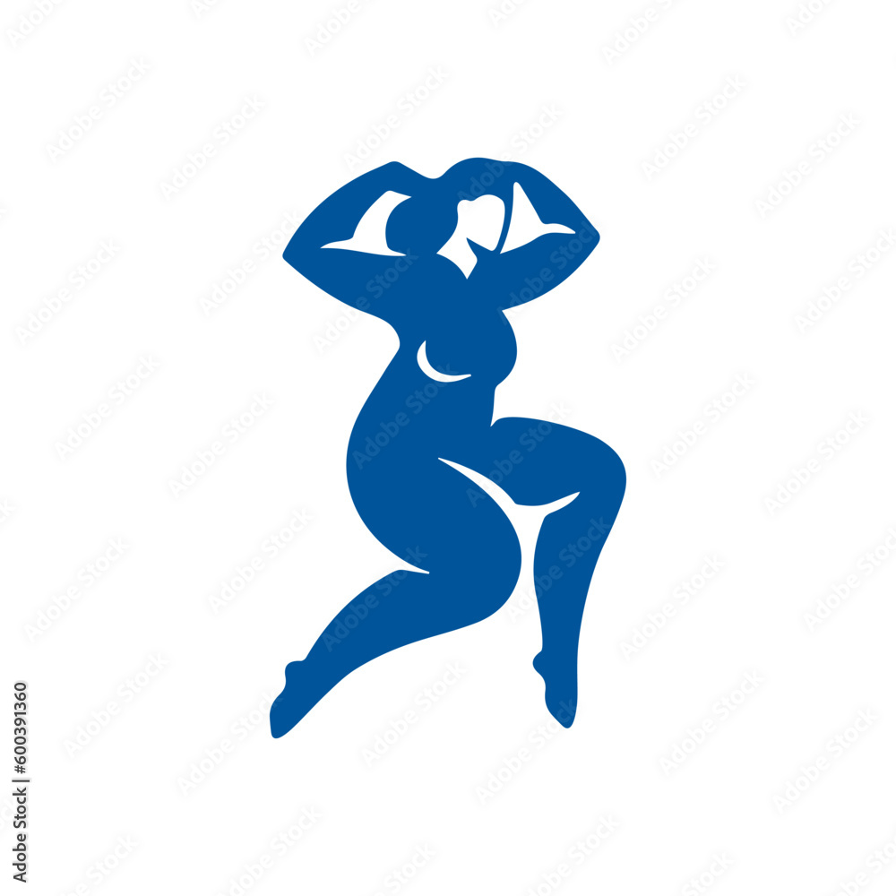 Abstract art of dance chubby female silhouette Matisse inspired contemporary style vector illustration Abstract art of dance chubby female silhouette Matisse inspired contemporary style vector illustration