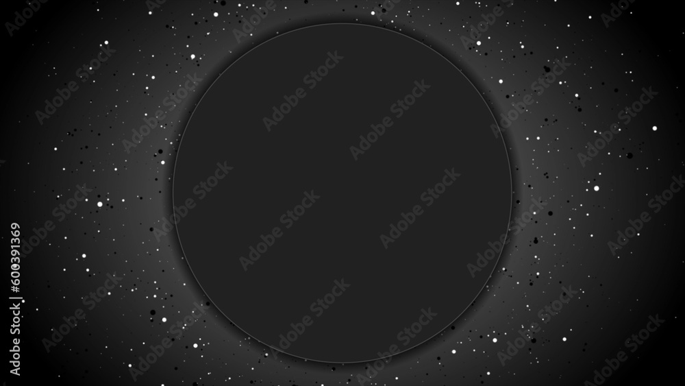 Black circle with grey white small dots abstract shiny background Black circle with grey white small dots abstract shiny background