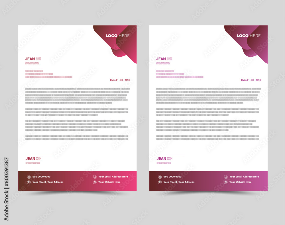 Modern Creative corporate business letterhead layout template design. Modern Creative corporate business letterhead layout template design.