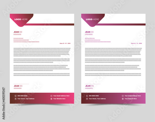 Modern Creative corporate business letterhead layout template design.