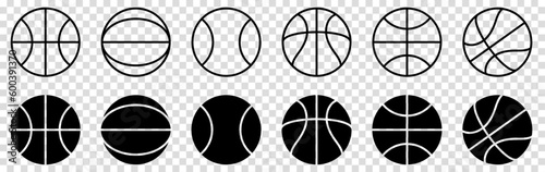 Set of basketball ball icons. Vector illustration isolated on transparent background