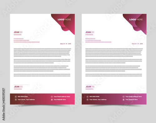 Modern Creative corporate business letterhead layout template design.