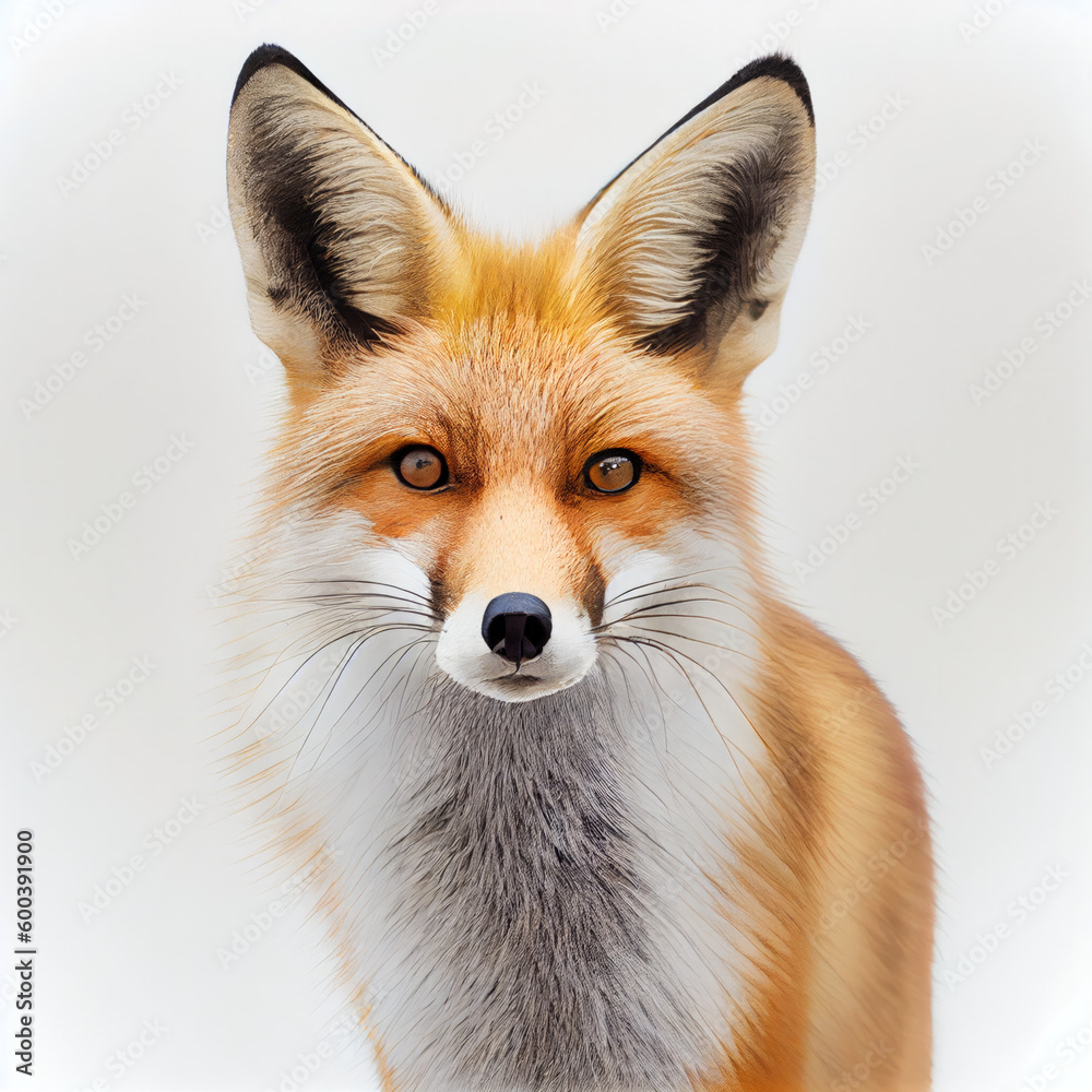 Obraz premium Adult Fox portrait isolated on a white background. Generative AI. 