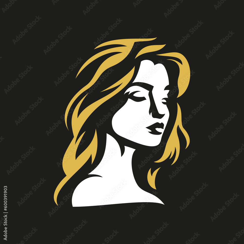 Elegant beautiful young woman portrait silhouette logo for facial cosmetic makeup artist vector flat Elegant beautiful young woman portrait silhouette logo for facial cosmetic makeup artist vector flat