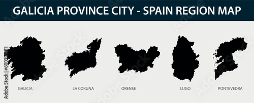 Map of Galicia province city - Spain region outline silhouette graphic element Illustration template design
 photo