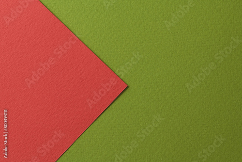 Rough kraft paper background, paper texture red green colors. Mockup with copy space for text