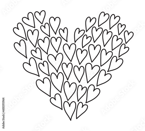 hand drawn contour valentine heart shape of hearts doodles line art drawing vector design illustration