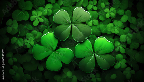Four-leaf clover on a green background
