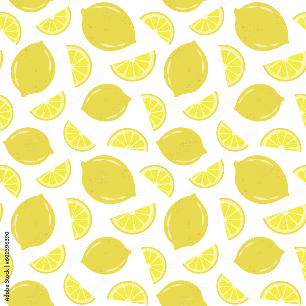 Seamless pattern with whole lemons and lemon slices Seamless pattern with whole lemons and lemon slices