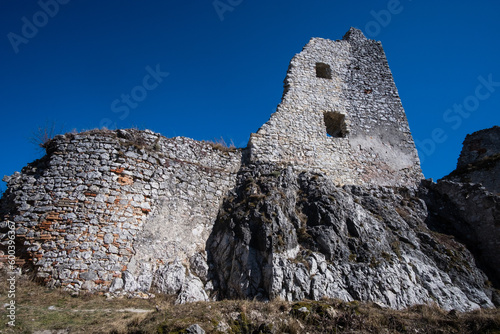 Abandoned ruins of medieval Plavecky castle in Slovakia photo