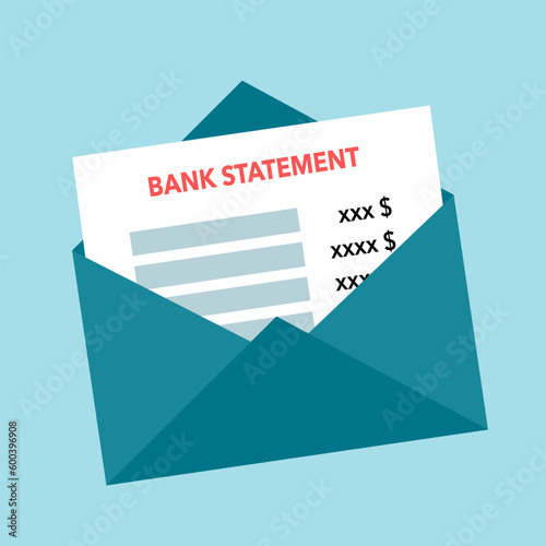 Bank statement document in envelope vector illustration.