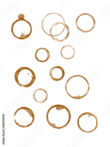 Coffee cup stains isolated on white background