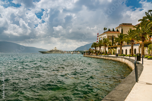 Beautiful view of the embankment of Tivat photo