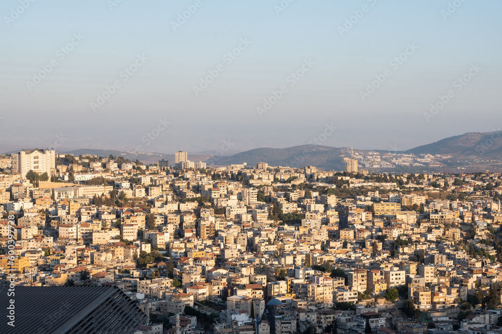 View from hill in Nazareth on a sunset, Israel