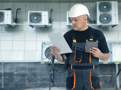 Man electrician. Worker nea...