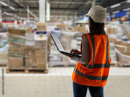 Woman in distribution cente...