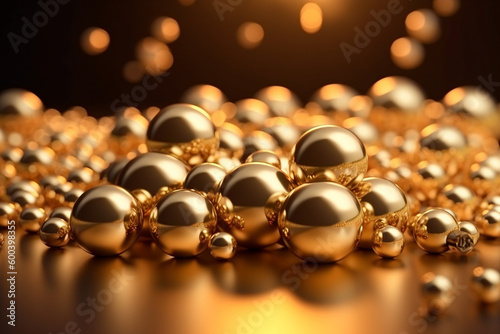 Golden background with gold marbles and spheres, creating a luxurious and opulent atmosphere. Ai generated