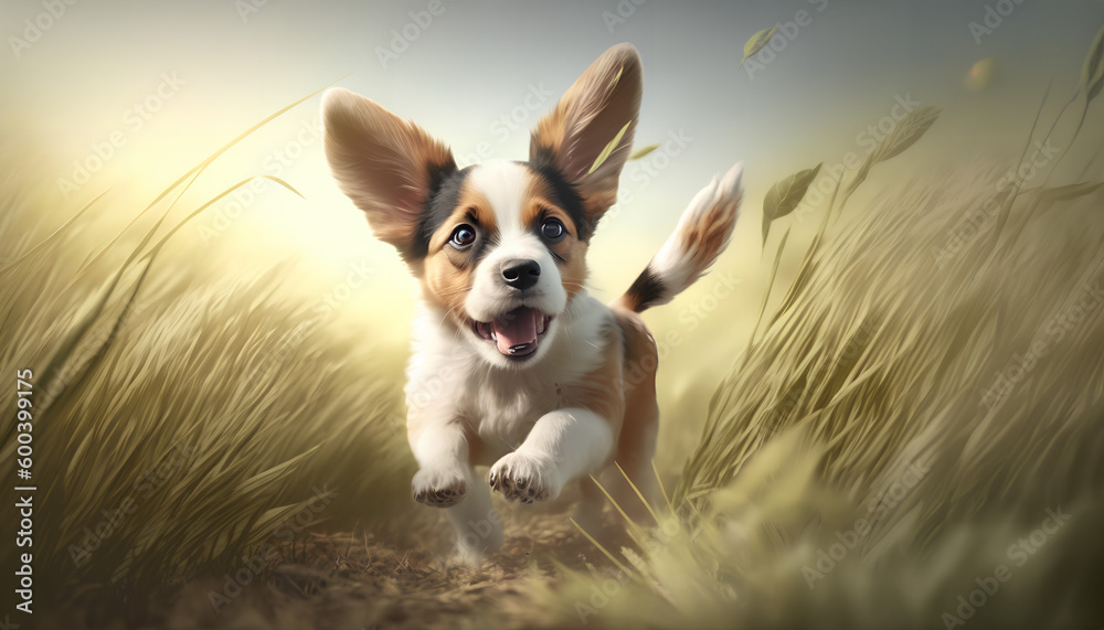 playful happy pet dog puppy run