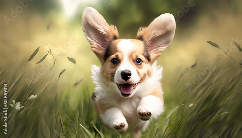 playful happy pet dog puppy run