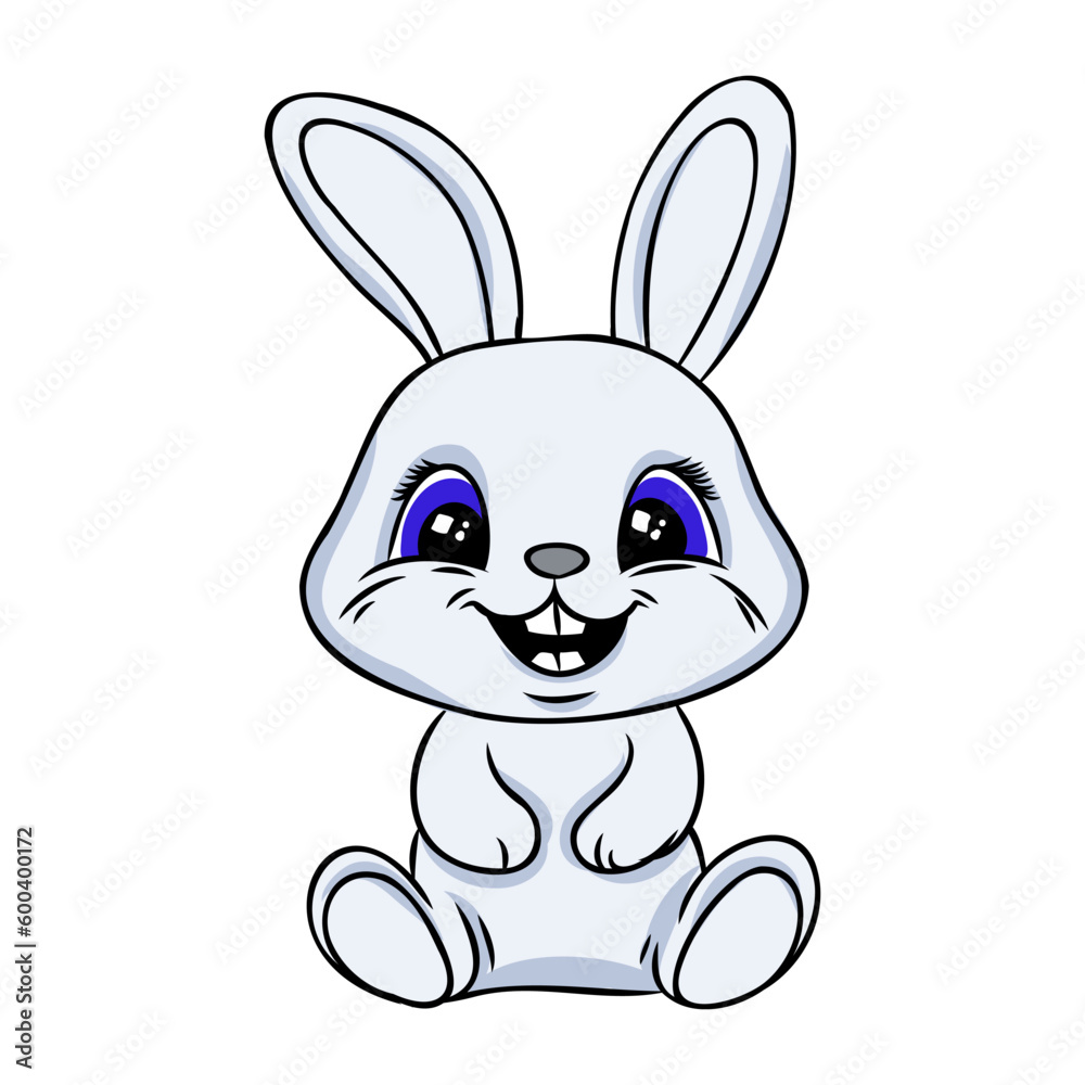 Obraz premium Hand drawn Cute Bunny vector illustration. print design rabbit, children print on t-shirt.