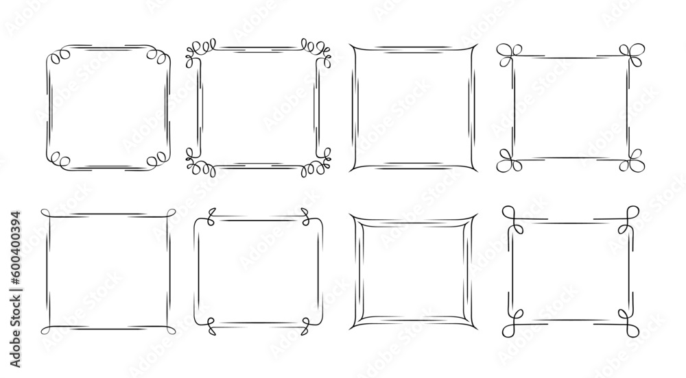 Vintage frame vector set with simple borders. Rectangle shape vintage ...