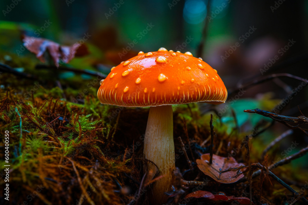 A Close-up Illustration of a Beautiful Mushroom in the Forest. Ai generated A Close-up Illustration of a Beautiful Mushroom in the Forest. Ai generated